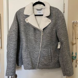 Grey Sherpa moto jacket